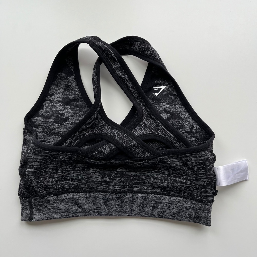 Gymshark Adapt Camo Seamless Sports Bra Black Medium - Picture 7 of 9